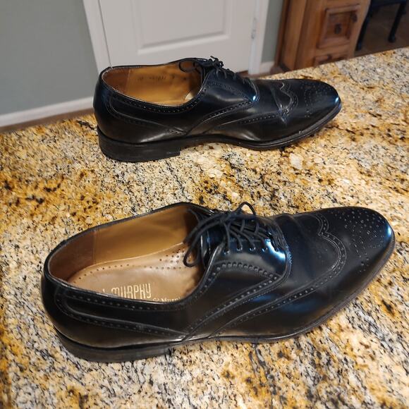 Johnston & Murphy Optima Black Leather Wingtip Dress Oxford Shoes US 9M main image 13